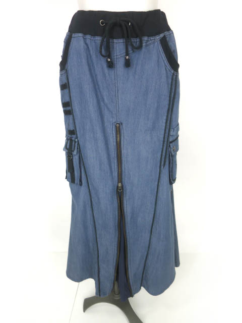 Ozz Croce ジップボックスプリーツデニムロングスカート