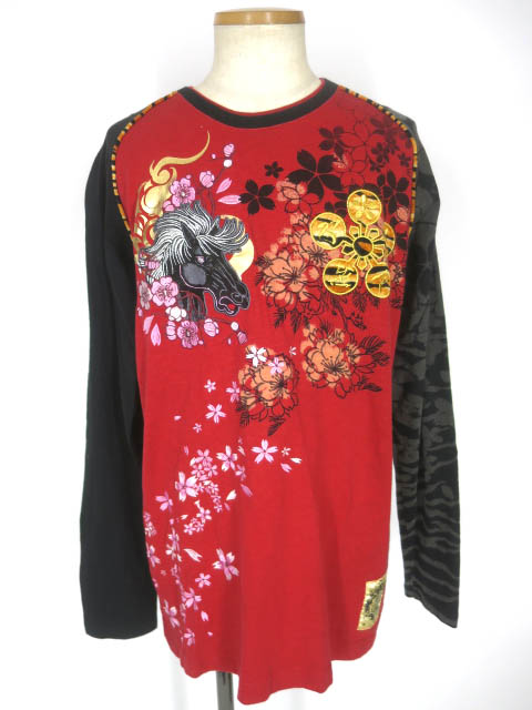 雅結 × 戦武 傾奇御免 ラグラン長袖Tシャツ