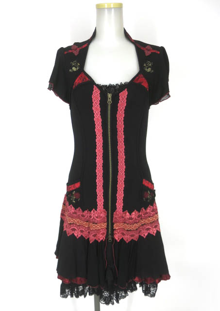 OZZ ONESTE ジップアップ半袖チャイナワンピース