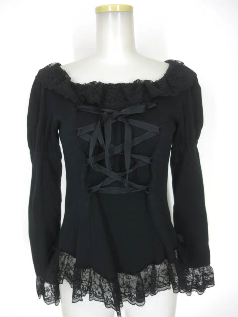 Metamorphose ラッセルレース付き長袖プルオーバーカットソー