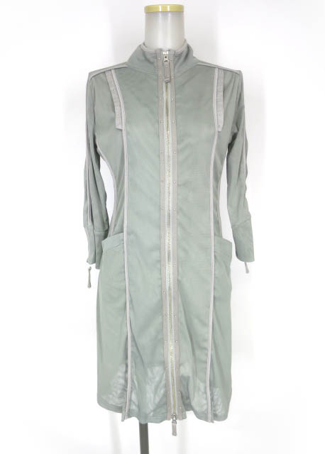 Ozz Croce メッシュチュール七分袖ジップアップワンピース