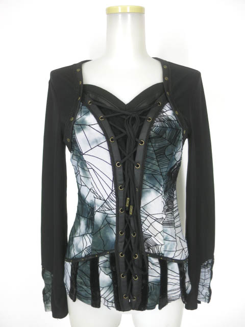 Ozz Croce 蜘蛛の巣柄長袖カットソー