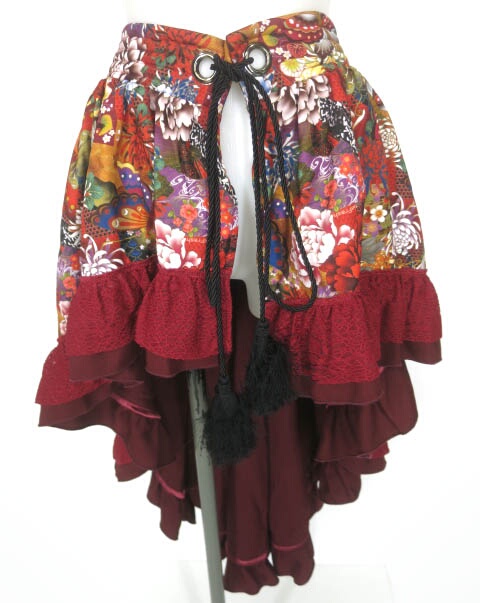 Qutie Frash 後ろロング和柄ラップスカート