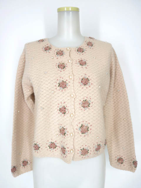 田園詩 ローズブーケ ニットカーディガン