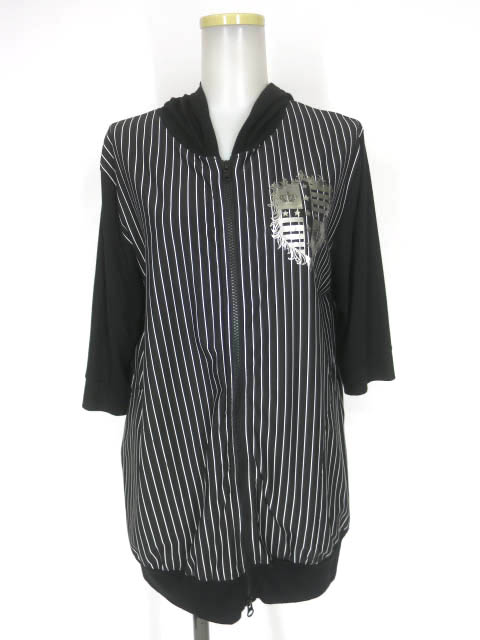 ALGONQUINS ストライプ柄五分袖ジップパーカー