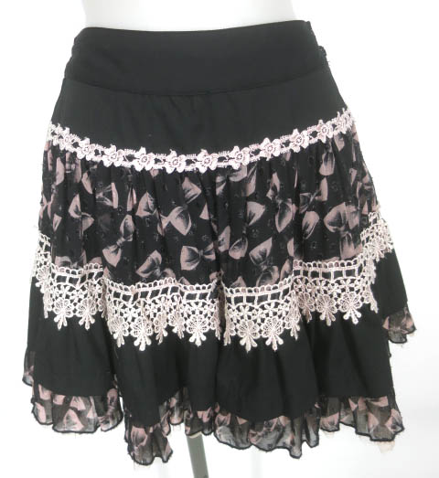 ALGONQUINS リボン柄シフォン切替スカート