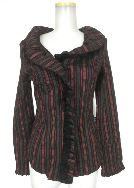 Ozz Croce ストライプフリルブラウス