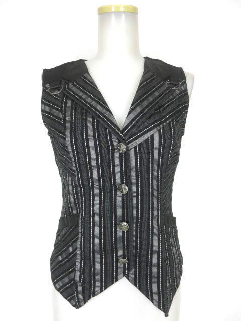 Ozz On hikozoh ストライプ＆龍柄切替ベスト