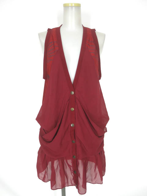 Ozz Croce シフォン重ね龍プリントニットベスト