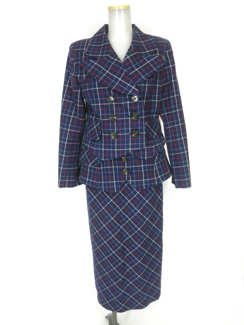 Jane Marple チェック柄ジャケット&ベスト&スカート 3ピース