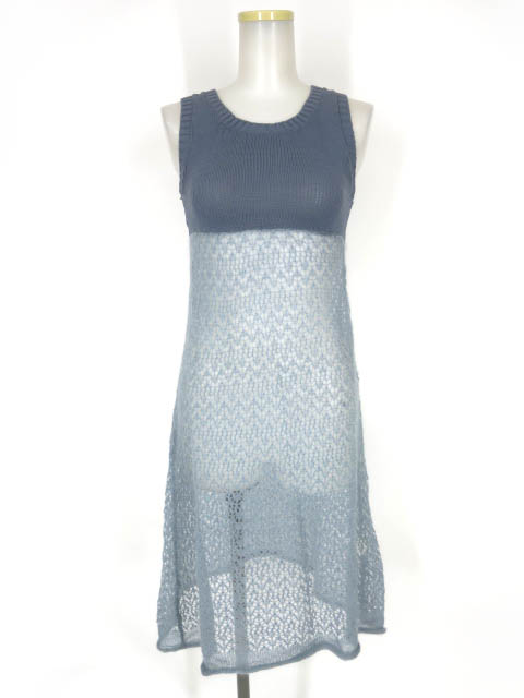 Jane Marple 透かし編み切替ノースリーブニットワンピース