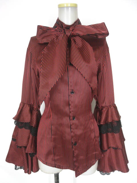 MARI'S ROCK (GLAMOROUS) ストライプ柄フリル袖ブラウス