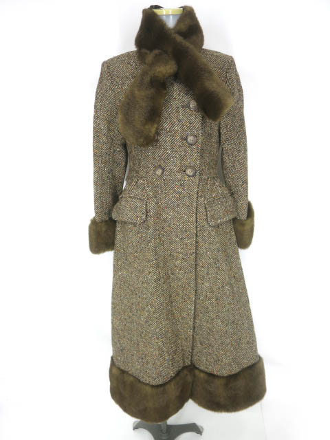 Jane Marple Dans Le Salon ファー付きツイードマキシロングダブルコート