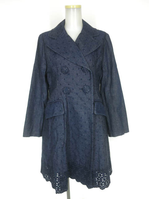 Jane Marple カットワーク刺繍デニムダブルコート