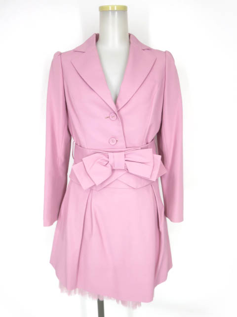 Jane Marple リボンベルト付きジャケット + スカート スーツ