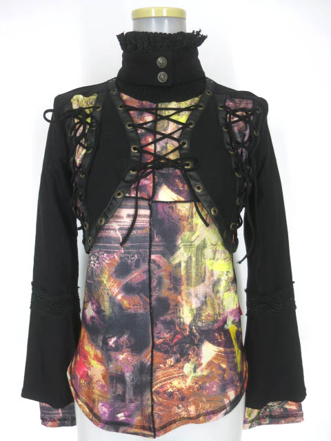 Ozz On hikozoh 総柄切替タートルネックカットソー & ボレロアンサンブル