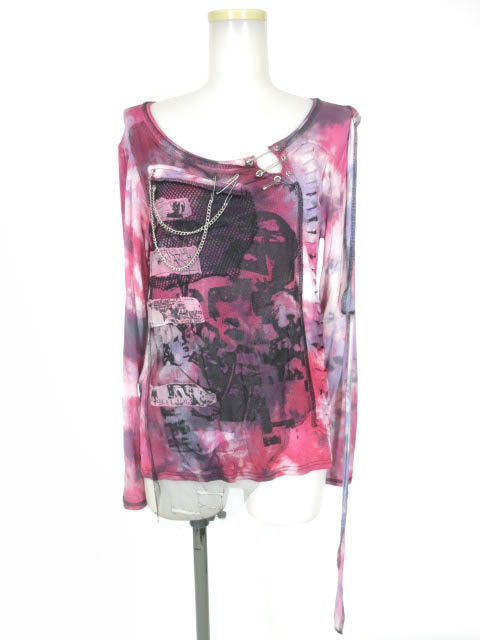 h.ANARCHY ムラ染め柄パンク長袖カットソー