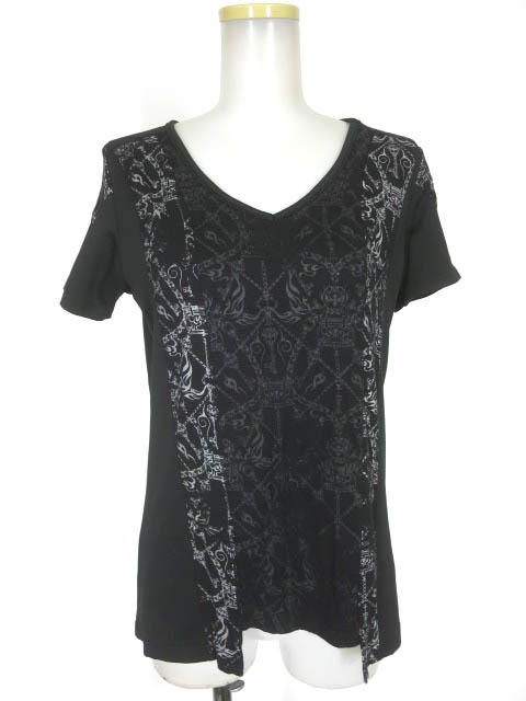 Sixh ゴシック柄切替 燕尾半袖カットソー