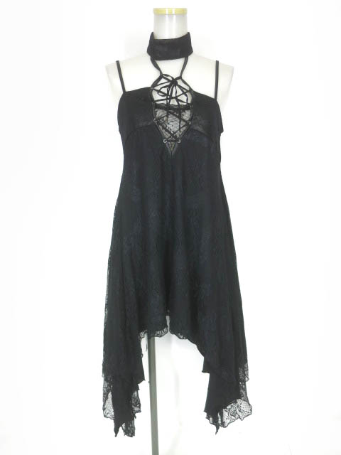 NAOTO SEVEN ホルターネック付きレース重ねキャミワンピース