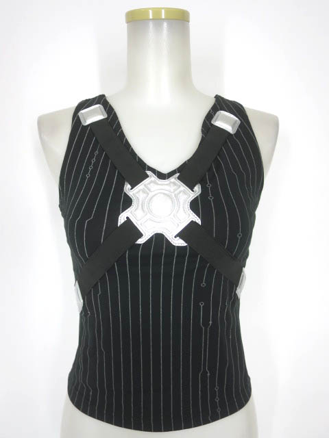 CYBER DOG ベルト付きストライプタンクトップ