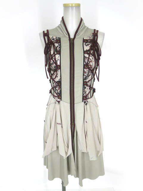 Ozz Croce 編み上げ付きジップアップワンピースベスト