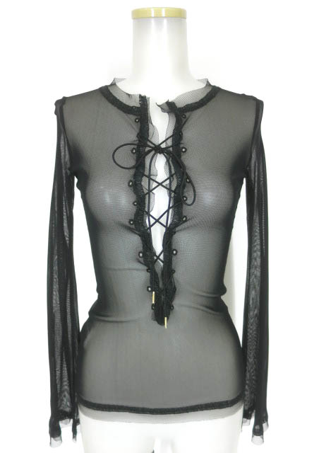 Jean Paul GAULTIER FEMME 編み上げ付きパワーネット長袖カットソー