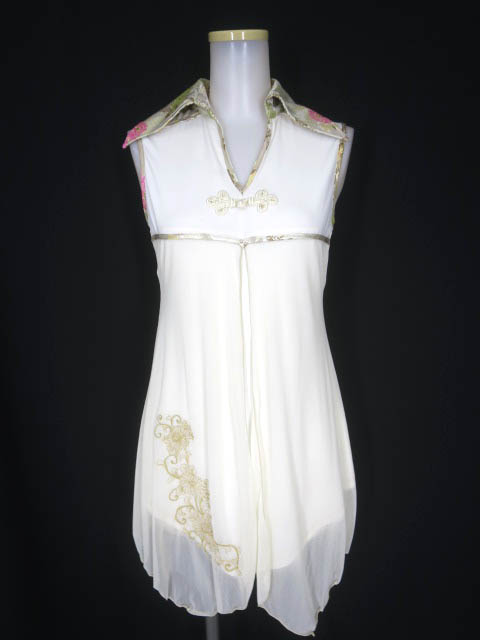 Ozz On メッシュ重ねチャイナノースリーブチュニック