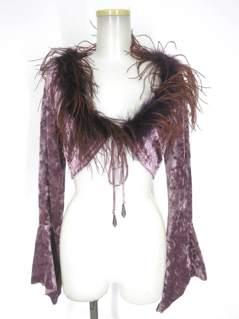 Ozz On フェザー付きベロアボレロ