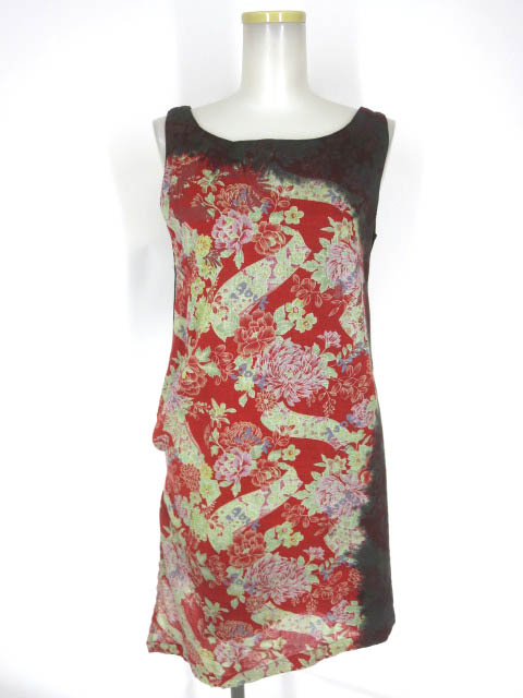 gouk グラデーション和柄切替ノースリーブチュニック