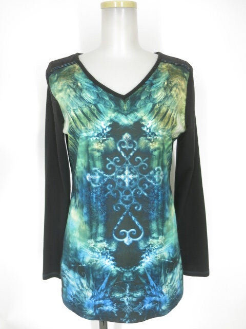 Ozz Croce 羽根＆クロス柄切替 長袖カットソー