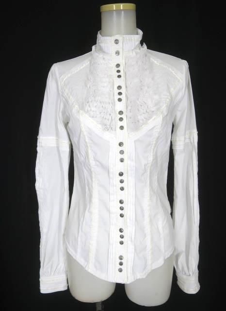 OZZ ANGELO スタンドカラーピンタックブラウス