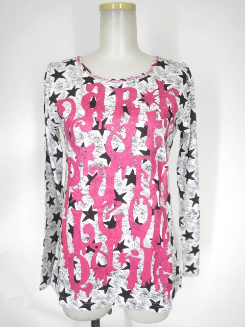 ALGONQUINS ラメ英字＆星柄長袖Tシャツ