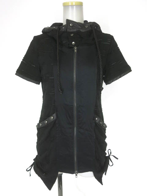 SEX POT ダメージニット半袖パーカー