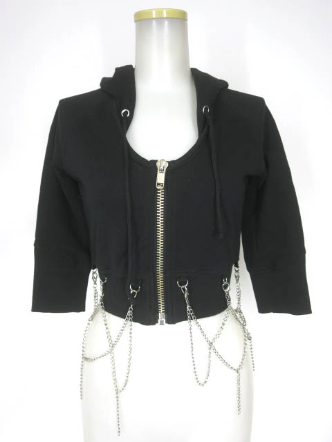 LIP SERVICE チェーン付きショート丈パーカー