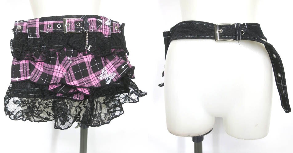 H.jelly レース＆チェックフリル付きデニムウエストバッグ