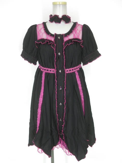 ALGONQUINS ADDICTION レース切替パフスリーブワンピース