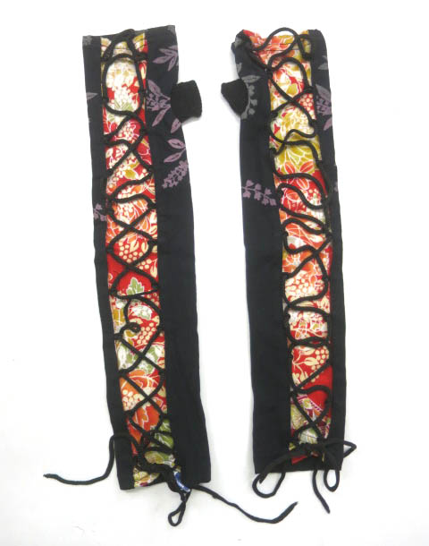 kikou 編み上げ付き和柄切替アームカバー