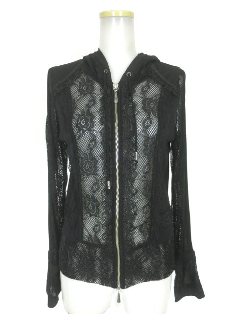 Ozz On メッシュ&レース切替ジップパーカー