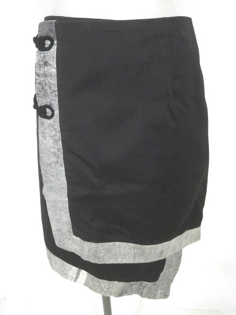 T.KUNITOMO チャイナボタン付き巻きスカート