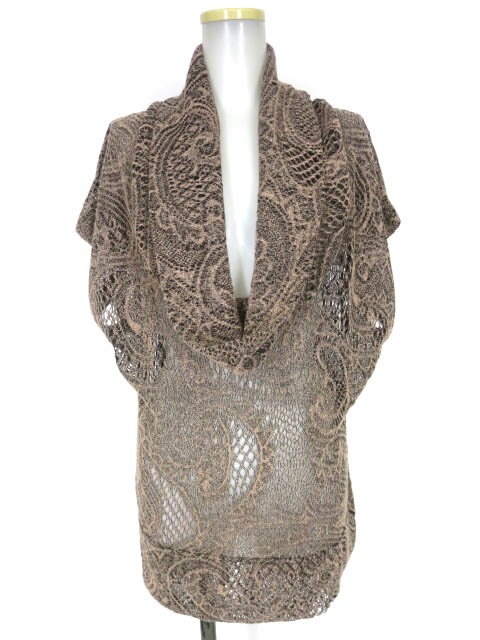 OZZ ANGELO レース編み半袖オフタートルネックニットプルオーバー