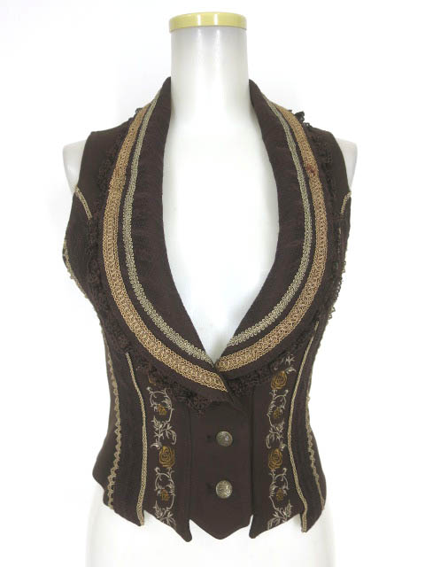 OZZ ONESTE ローズ刺繍入りジップベスト