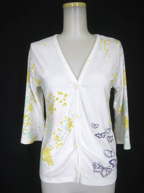 gouk バック編み上げ付き和柄カーディガン