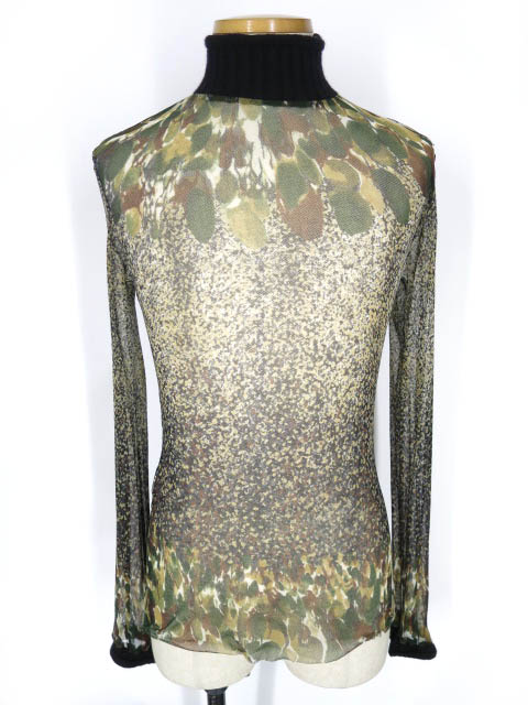 Jean Paul GAULTIER CLASSIQUE ニットリブ付き総柄パワーネット長袖カットソー