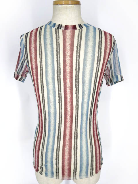 Jean Paul GAULTIER CLASSIQUE ストライプ柄パワーネット半袖カットソー