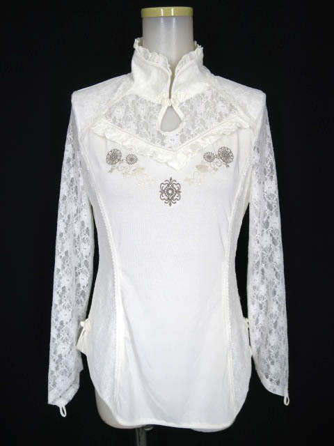 OZZ ONESTE レース切替チャイナ長袖カットソー