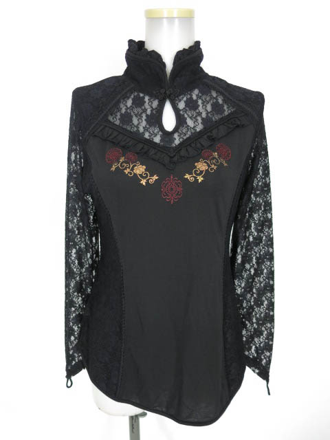 OZZ ONESTE レース切替チャイナ長袖カットソー