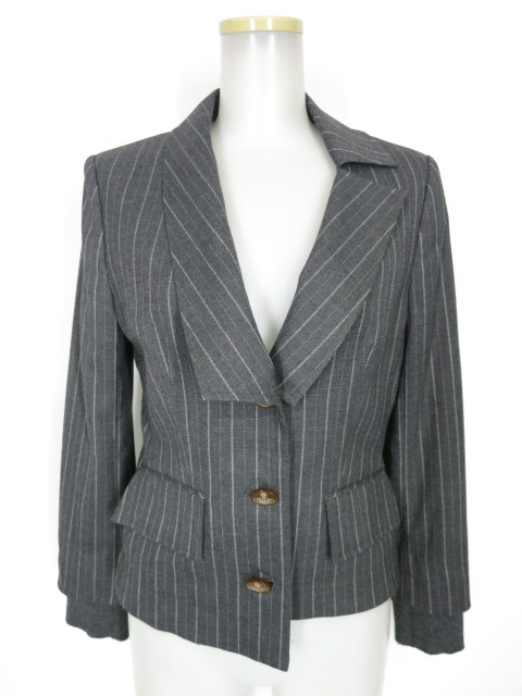 Vivienne Westwood RED LABEL ストライプ柄アシンメトリーテーラードジャケット