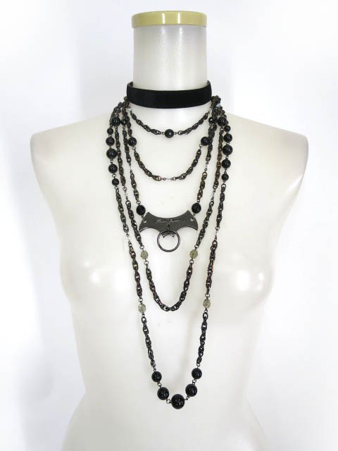 alice auaa コウモリプレート 5連チェーンネックレス付きチョーカー