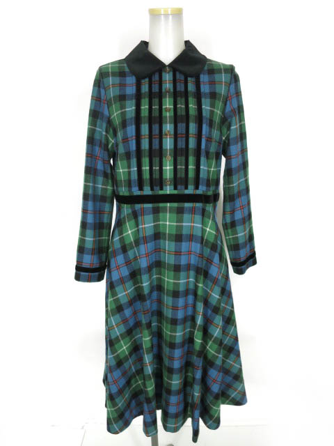 Jane Marple Tartan check ベルベットトリミングドレス