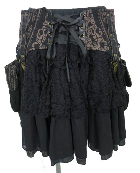 h.NAOTO ガーター風サイドポケット付きスカート